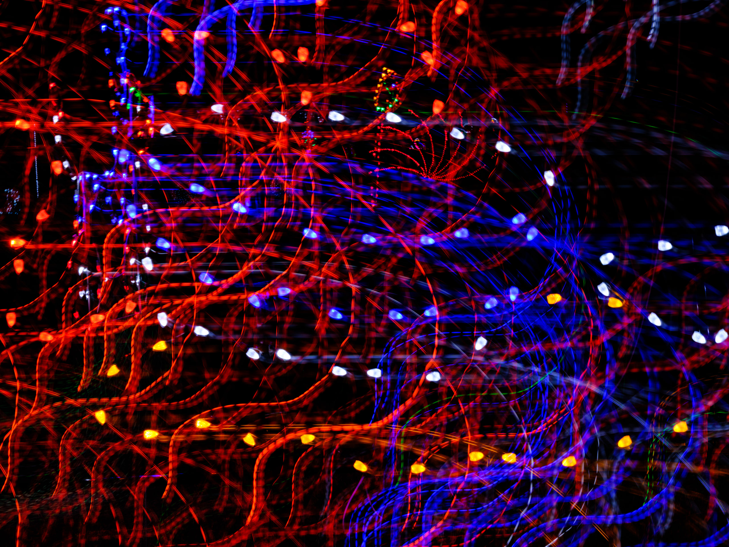 Red and blue light strings, abstract color.