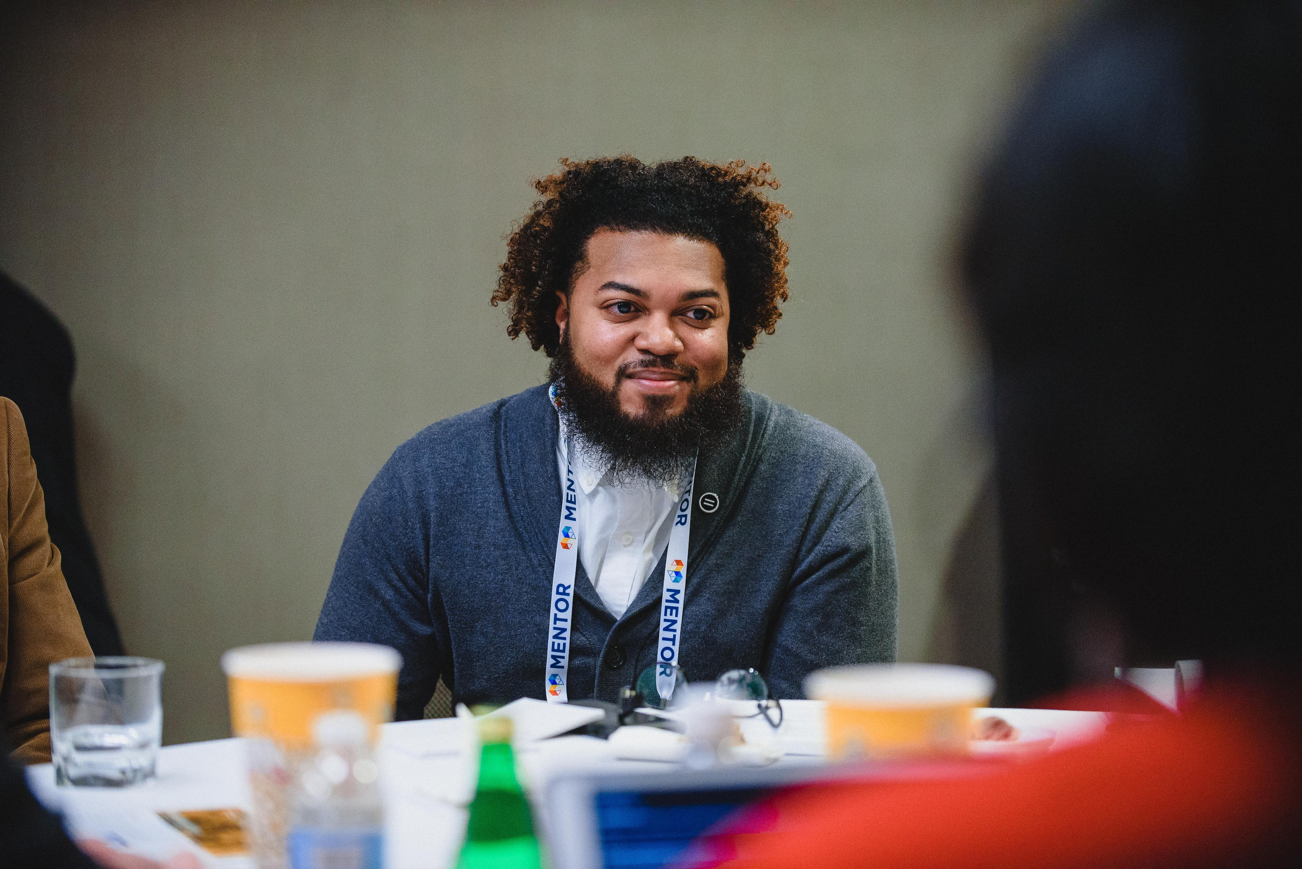 Young man at the table, portrait at a conference in Washington, DC.